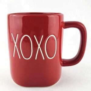 ⭐️2/ $50⭐️ Rae  Dunn Artisan Collection Glossy Red Coffee Mug Large Letters XOXO